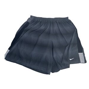 Nike Running Dri-FIT 2-in-1 Mens XXL 7" Shorts Gray Black Grid Zipper Pocket Run